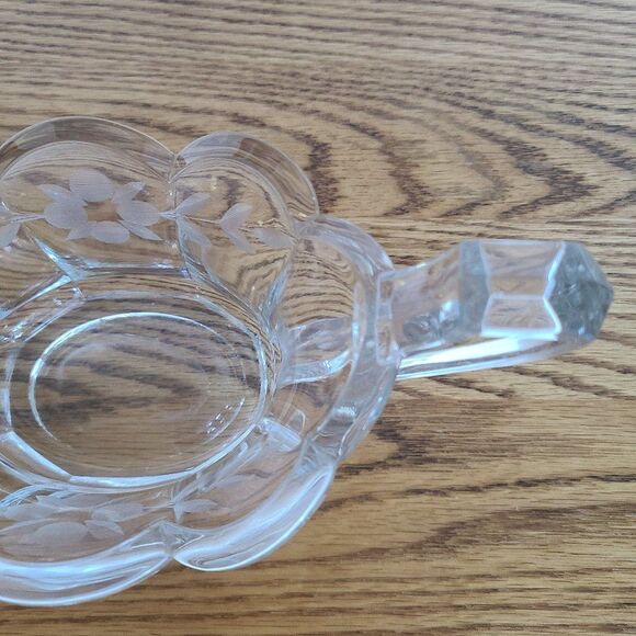 Vintage Art Deco Pressed Glass Sugar Bowl Circa 1920 With Etched Floral Details - Picture 8 of 15